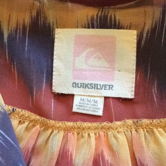 Quiksilver NWOT Sheer Boho Hip Tribal Print Mandarin Collar - Picture 4 of 6